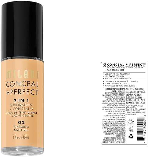 Milani Conceal + Perfect 2-in-1 Foundation + Concealer for a Flawless Complexion, Under Eye Corrector, Cover Redness and Imperfections, Waterproof and Sweatproof - 02-Natural - Image 2