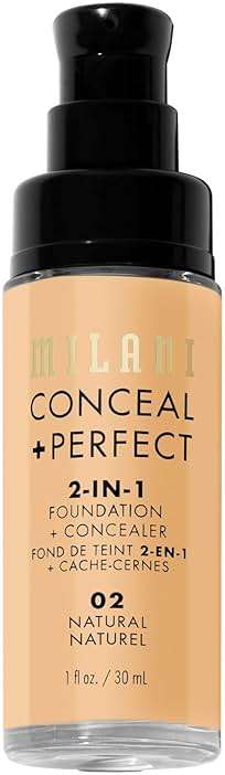 Milani Conceal + Perfect 2-in-1 Foundation + Concealer for a Flawless Complexion, Under Eye Corrector, Cover Redness and Imperfections, Waterproof and Sweatproof - 02-Natural - Image 4