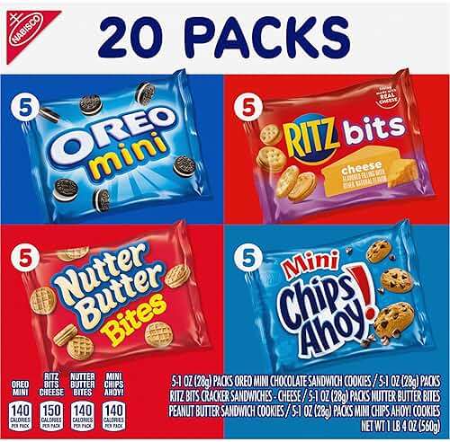 Nabisco Snacks Variety Pack, OREO Minis, Nutter Butter Bites, CHIPS AHOY! Minis Cookies, and RITZ Bits Cheese Sandwich Crackers, 20 Snack Packs - Image 12