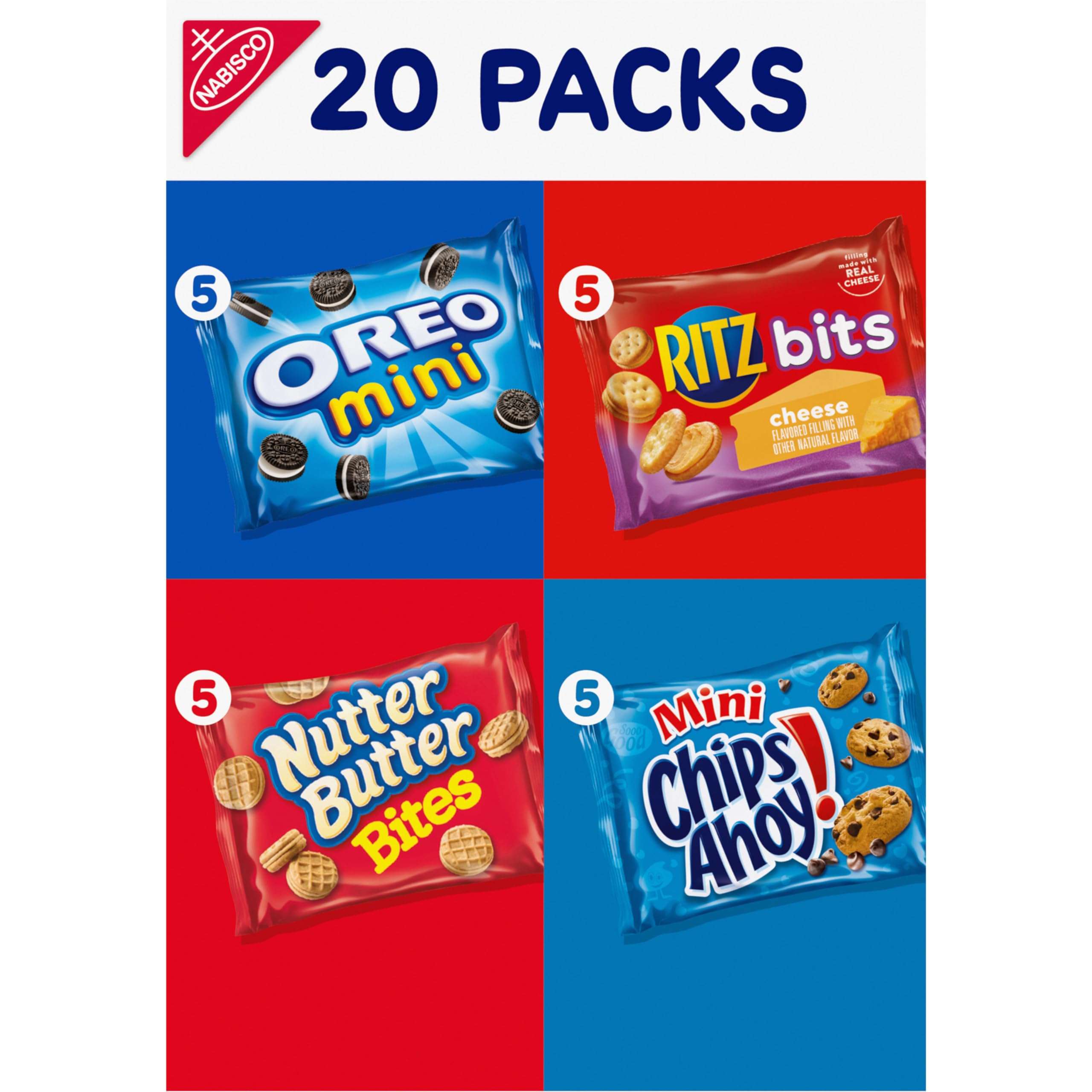 Nabisco Classic Mix Variety Pack, OREO Mini, CHIPS AHOY! Mini, Nutter Butter Bites, RITZ Bits Cheese, 20 Snack Packs - Image 13