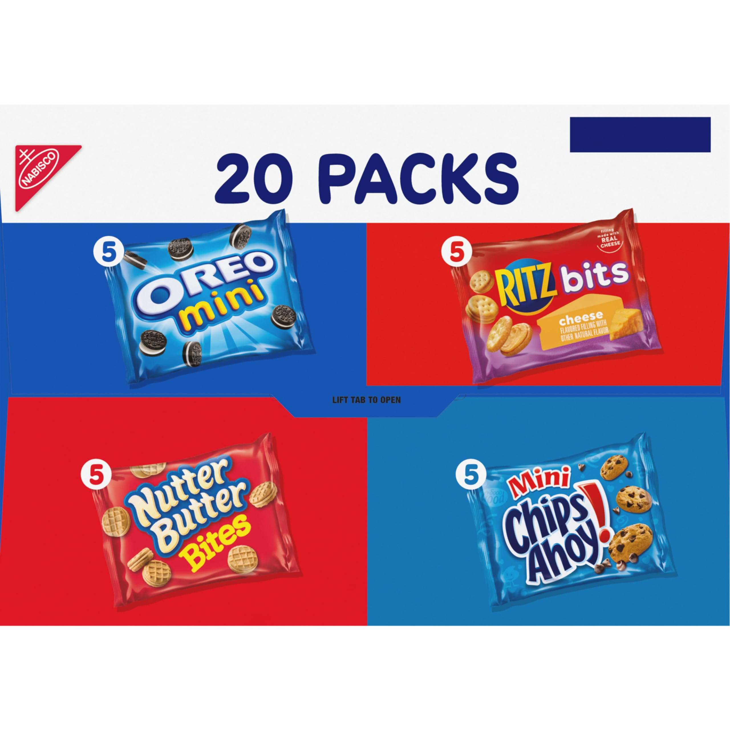 Nabisco Classic Mix Variety Pack, OREO Mini, CHIPS AHOY! Mini, Nutter Butter Bites, RITZ Bits Cheese, 20 Snack Packs - Image 15
