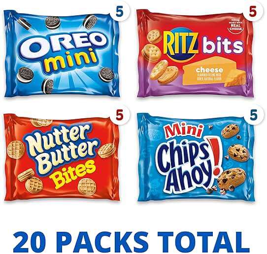 Nabisco Snacks Variety Pack, OREO Minis, Nutter Butter Bites, CHIPS AHOY! Minis Cookies, and RITZ Bits Cheese Sandwich Crackers, 20 Snack Packs - Image 3