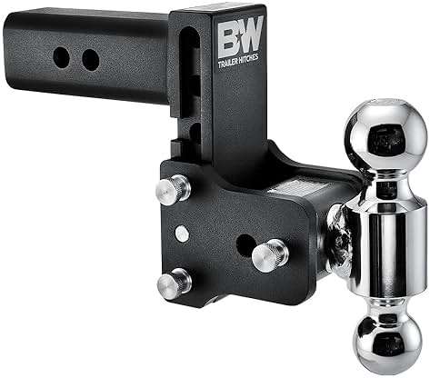B&W Trailer Hitches Tow & Stow Adjustable Trailer Hitch Ball Mount - Fits 2.5" Receiver, Dual Ball (2" x 2-5/16"), 5" Drop, 18,000 GTW - TS20037B - Image 1