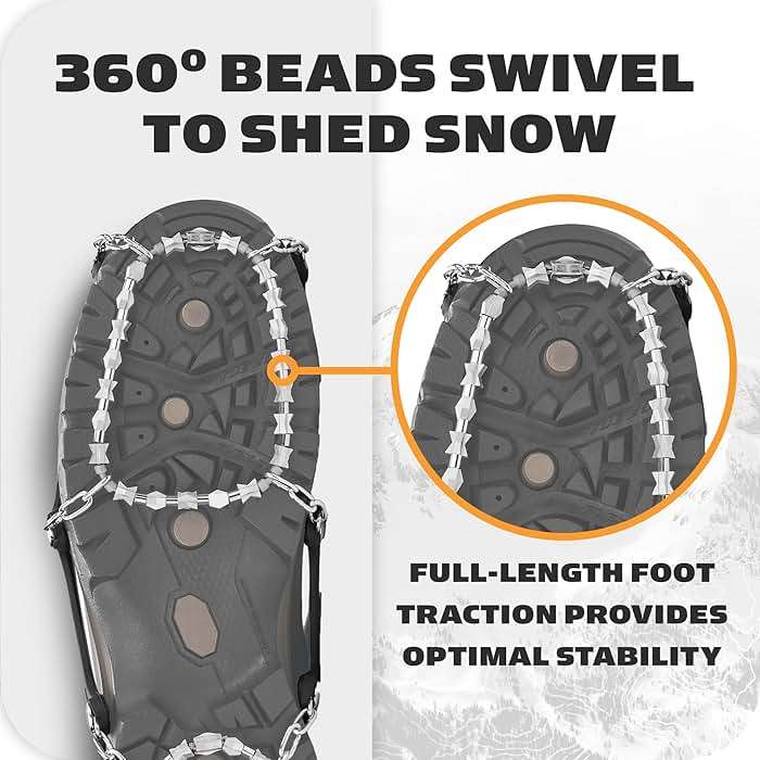 Yaktrax Diamond Grip - Full-Foot Traction on Ice, Snow, & Multi-Terrain Surfaces - Swiveling Diamond Bead Grip Points - Cold-Resistant Easy On/Off Elastic Upper Band - Image 6