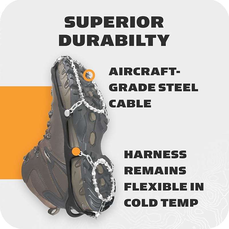 Yaktrax Diamond Grip - Full-Foot Traction on Ice, Snow, & Multi-Terrain Surfaces - Swiveling Diamond Bead Grip Points - Cold-Resistant Easy On/Off Elastic Upper Band - Image 7
