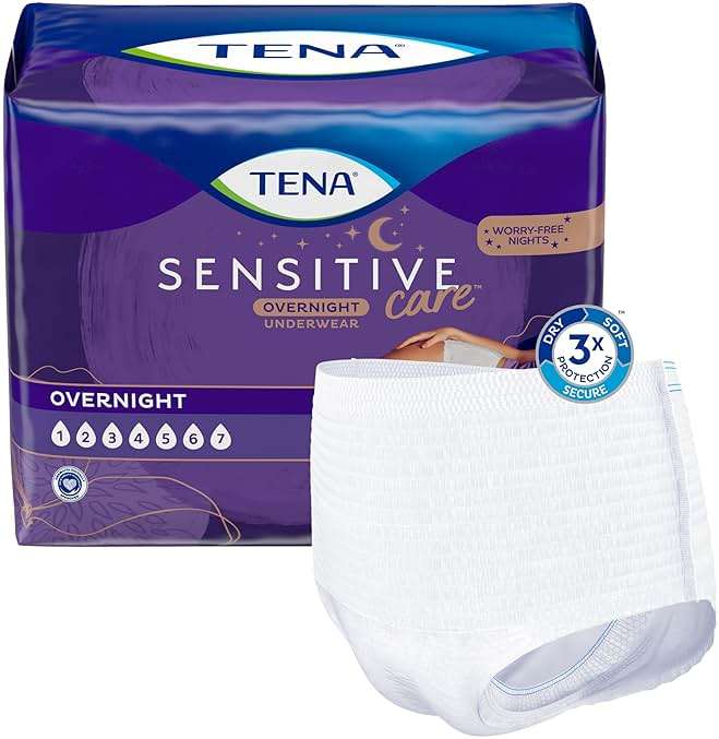 TENA Sensitive Care Overnight Incontinence Underwear for Women, Large (Waist Sizes 32in–42in), Better Fit, 16 Count - Image 2