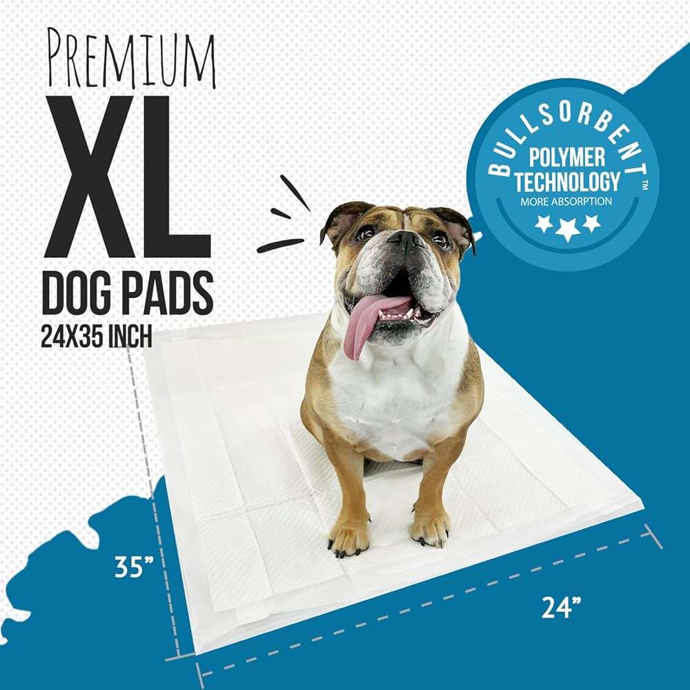 Bulldogology Pee Pads for Dogs XL with Adhesive Sticky Tape (24x35) Dog Puppy Pads Extra Large, Disposable Puppy Pads, Dog Training Wee Pads 6 Layers with Bullsorbent Polymer Tech (40-Count, White) - Image 2