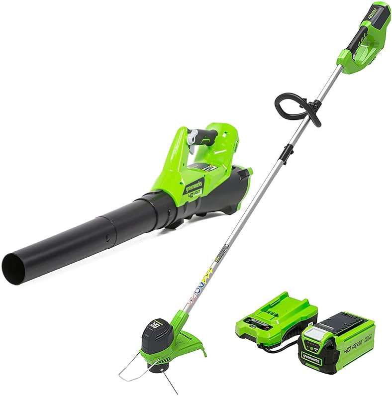 Greenworks 40V Lawn Care Combo Kit, Trimmer & Blower for Edging & Leaf Cleanup, 2.0Ah Battery & Charger (Gas-Free Yard Duo) - Image 1