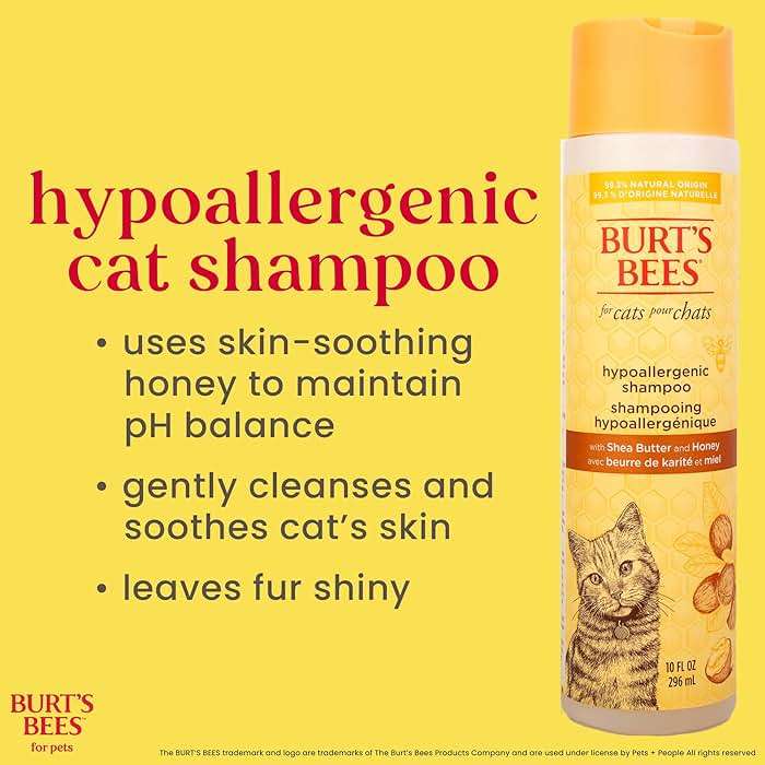 Burt’s Bees for Pets Hypoallergenic Cat Shampoo with Shea Butter and Honey, Gentle Kitten Shampoo for Indoor Cats with Dry or Sensitive Skin, Cat Bathing Supplies, 10 Fl Oz - Image 5