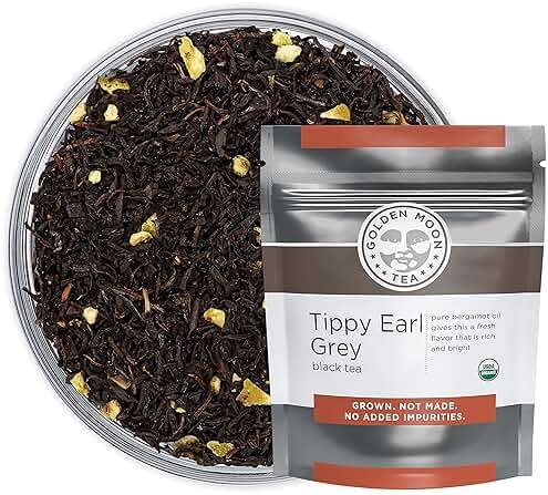 Golden Moon Tea Organic Tippy Earl Grey Black Tea - Real Bergamot Peels & Extract - Loose Leaf, Non-GMO - 1 Pound (192 Servings) - Image 1