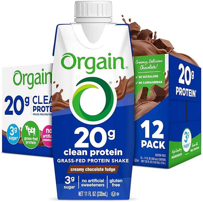 Orgain Clean Protein Shake, Grass Fed Dairy, Creamy Chocolate Fudge - 20g Whey High Protein, Kosher, Ready to Drink, Low Net Carbs, Gluten Free, No Soy Ingredients, 11 Fl Oz (Pack of 12) - Image 1