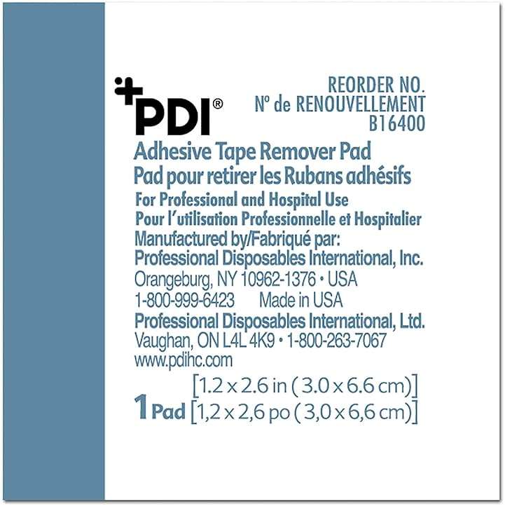 PDI Healthcare B16400 Adhesive Tape Remover Pad, 1.25" x 2.625" Size (Pack of 100) - Image 3