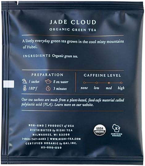 Rishi Tea Jade Cloud Chinese Green Tea - Organic, Caffeinated Sachet Bags with Natural Antioxidants, Enjoy Hot or Iced - 50 Count - Image 2