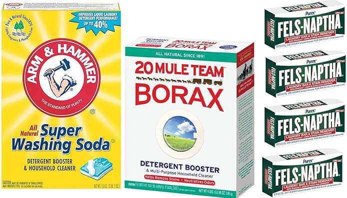 Laundry Soap Kit - Fels Naptha 4 bars, 20 Mule Team Borax Natural Laundry Booster, & Arm & Hammer Super Washing Soda - Image 1