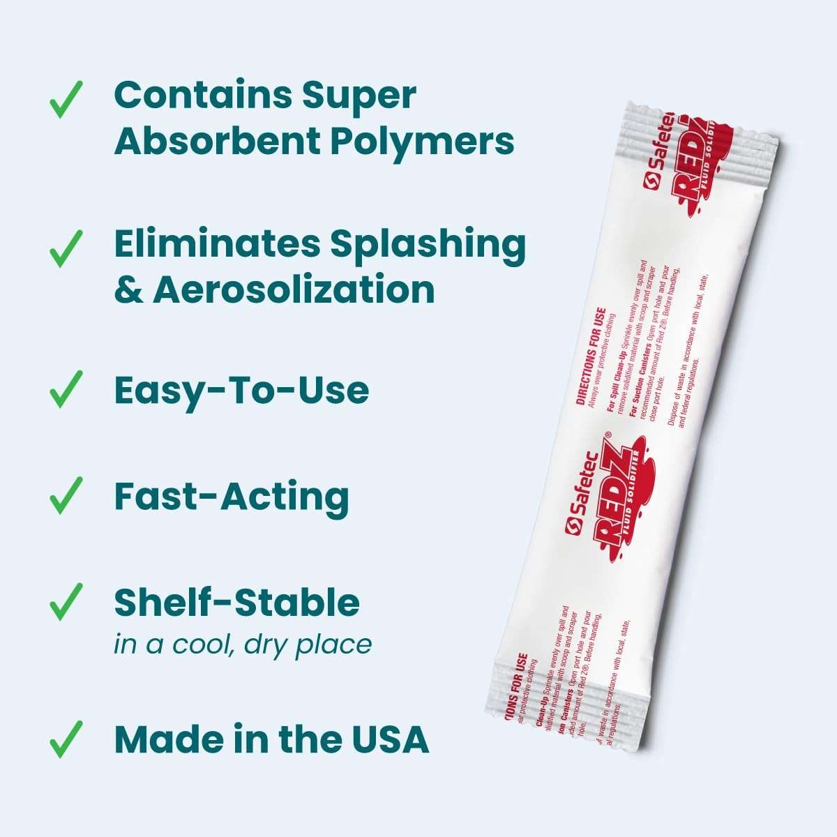Safetec Red Z 10g Single Use Pouch Spill Control Solidifier (200 Pouches/case) - Image 5