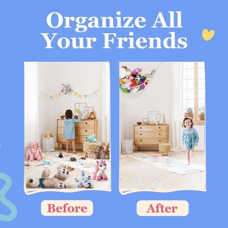 Stuffed Animal Hammock 2 Pack | Corner Stuffed Animal Storage & Plushie Net | Toy Hammock for Stuffed Animals | Holds 12lbs | Easy Hang, All Hardware Included | White Bedroom Decor | by Lilly's Love - Image 3