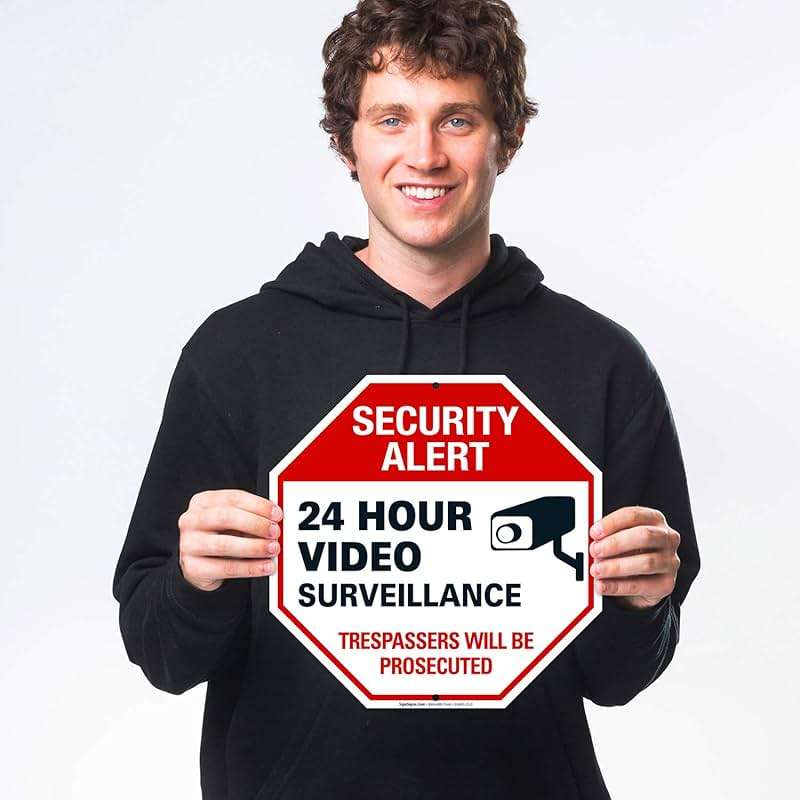 Video Surveillance Sign, Surveillance Sign, 12x12 Inches, Rust Free .040 Aluminum, Fade Resistant, Made in USA - Image 3