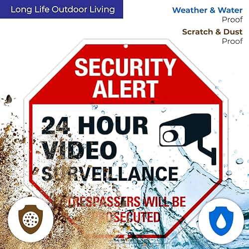 Video Surveillance Sign, Surveillance Sign, 12x12 Inches, Rust Free .040 Aluminum, Fade Resistant, Made in USA - Image 5