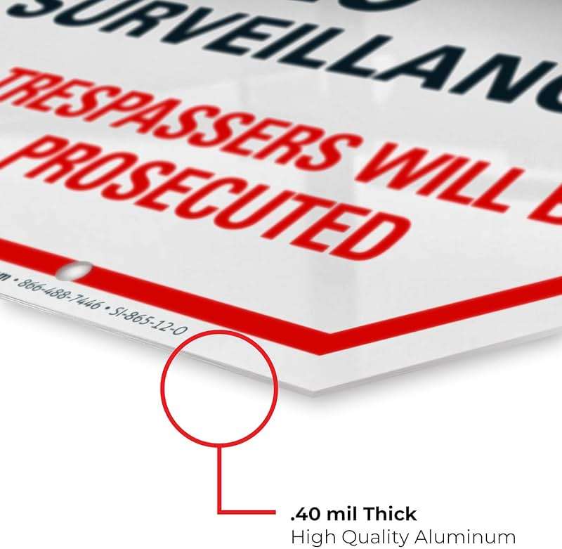 Video Surveillance Sign, Surveillance Sign, 12x12 Inches, Rust Free .040 Aluminum, Fade Resistant, Made in USA - Image 6
