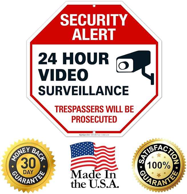 Video Surveillance Sign, Surveillance Sign, 12x12 Inches, Rust Free .040 Aluminum, Fade Resistant, Made in USA - Image 8