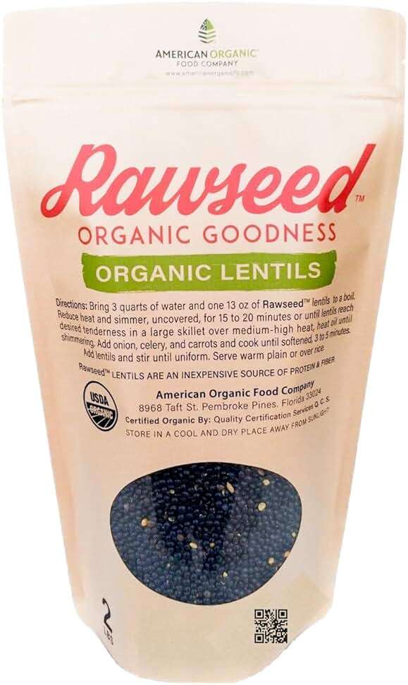 Rawseed Black Lentils Organic Certified 2 lbs,Non Gmo. Grown in Canada/Packaged in USA - Image 1