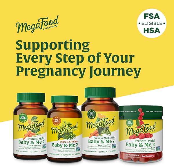 MegaFood Baby & Me 2 Prenatal Vitamin and Minerals - Vitamins for Women - with Folate (Folic Acid Natural Form), Choline, Iron, Iodine, and Vitamin C, Vitamin D and more - 60 Tabs (30 Servings) - Image 6