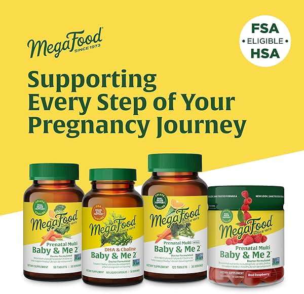 MegaFood Baby & Me 2 Prenatal Vitamin and Minerals - Vitamins for Women - with Folate (Folic Acid Natural Form), Choline, Iron, Iodine, and Vitamin C, Vitamin D and more - 120 Tabs (60 Servings) - Image 6