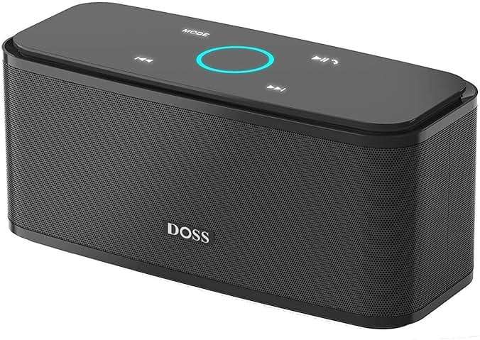 DOSS SoundBox Touch Wireless Bluetooth Speaker-12W HD Sound with Rich Bass, IPX5 Waterproof, 20H Playtime, Handsfree, for Gatherings, Home, Office, Outdoor, Travel-Black - Image 1