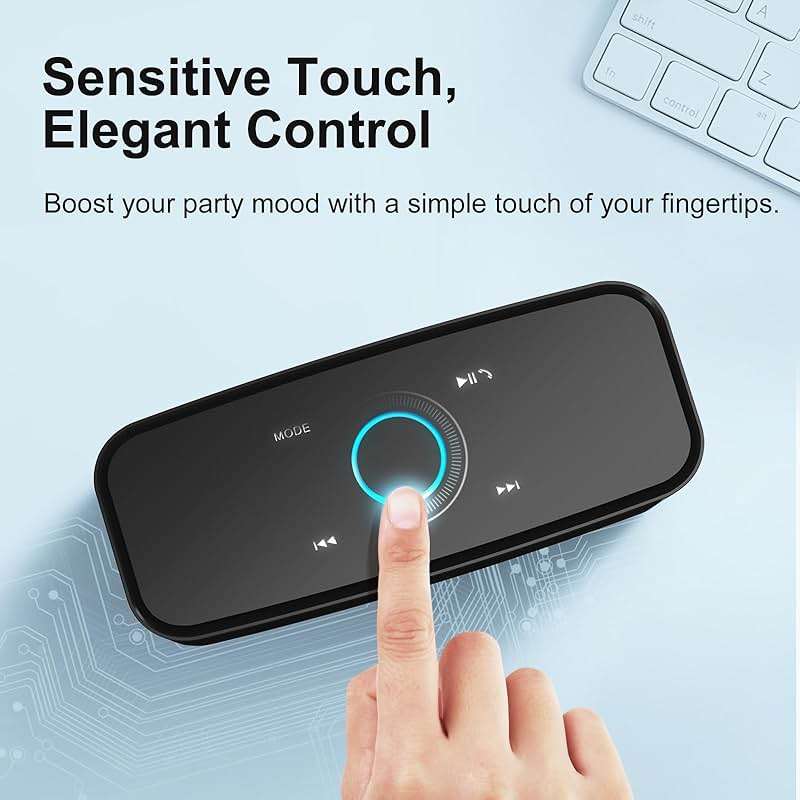 DOSS SoundBox Touch Wireless Bluetooth Speaker-12W HD Sound with Rich Bass, IPX5 Waterproof, 20H Playtime, Handsfree, for Gatherings, Home, Office, Outdoor, Travel-Black - Image 3