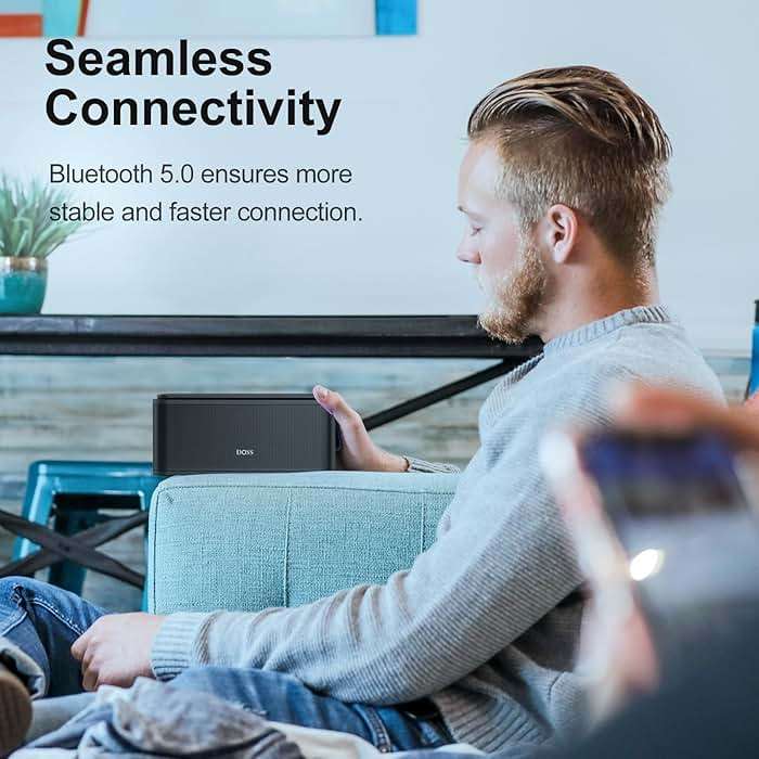 DOSS SoundBox Touch Wireless Bluetooth Speaker-12W HD Sound with Rich Bass, IPX5 Waterproof, 20H Playtime, Handsfree, for Gatherings, Home, Office, Outdoor, Travel-Black - Image 5