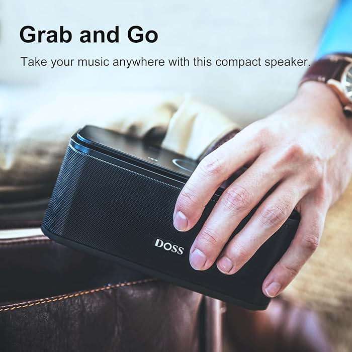DOSS SoundBox Touch Wireless Bluetooth Speaker-12W HD Sound with Rich Bass, IPX5 Waterproof, 20H Playtime, Handsfree, for Gatherings, Home, Office, Outdoor, Travel-Black - Image 6