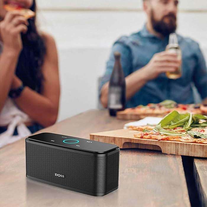 DOSS SoundBox Touch Wireless Bluetooth Speaker-12W HD Sound with Rich Bass, IPX5 Waterproof, 20H Playtime, Handsfree, for Gatherings, Home, Office, Outdoor, Travel-Black - Image 8