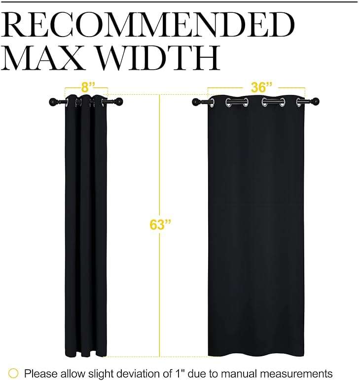 NICETOWN Halloween Pitch Black Solid Thermal Insulated Grommet Blackout Curtains/Drapes for Bedroom Window (2 Panels, 42 inches Wide by 63 inches Long, Black) - Image 3