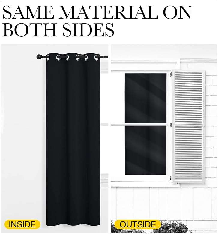 NICETOWN Halloween Pitch Black Solid Thermal Insulated Grommet Blackout Curtains/Drapes for Bedroom Window (2 Panels, 42 inches Wide by 63 inches Long, Black) - Image 7