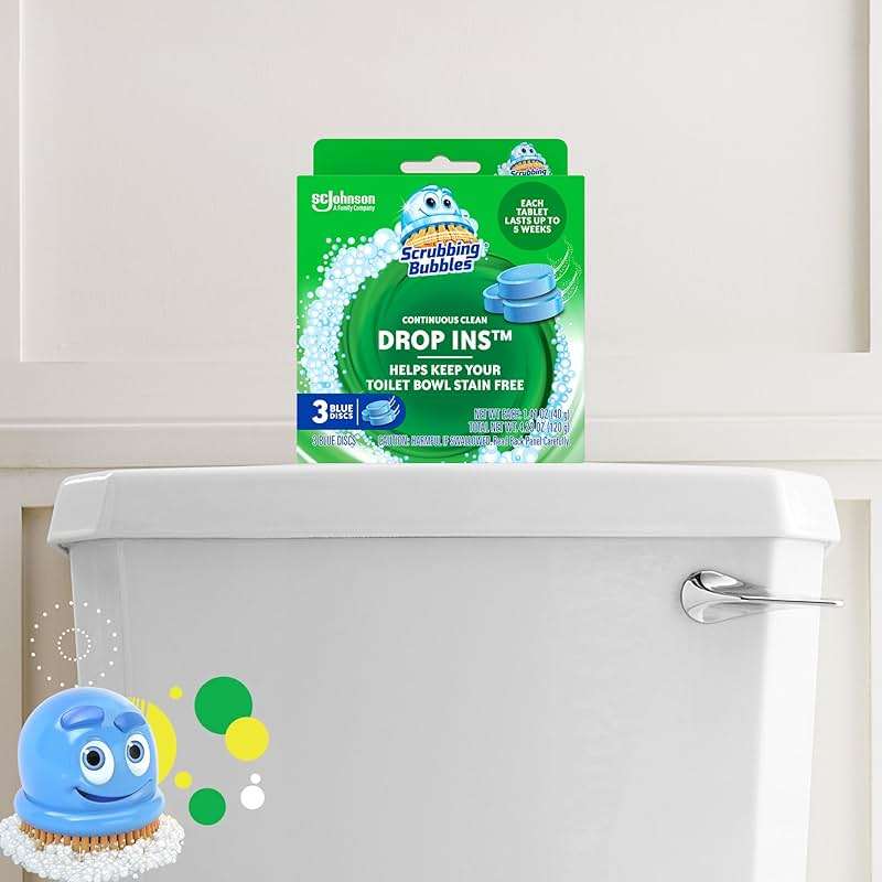Scrubbing Bubbles Continuous Clean Toilet Drop-Ins, Automatic Blue Toilet Bowl Cleaner, Septic-Safe Tank Tablets Remove Hard Water Minerals & Limescale, Stain & Smell Protection, 3 Count (Pack of 1) - Image 6