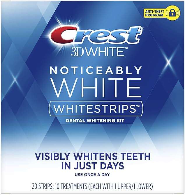 Crest 3D Whitestrips, Noticeably White, Teeth Whitening Strip Kit, 20 Strips (10 Count Pack) - Image 1