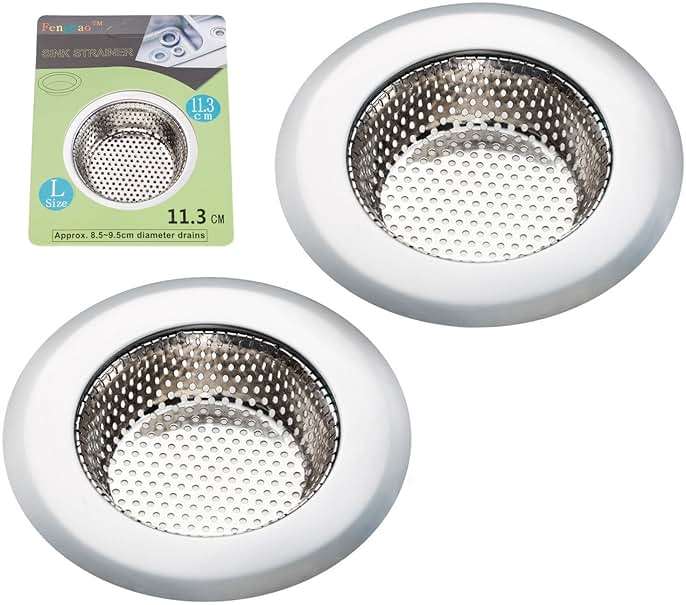 Fengbao 2PCS Kitchen Sink Strainer - Stainless Steel, Large Wide Rim 4.5" Diameter - Image 1