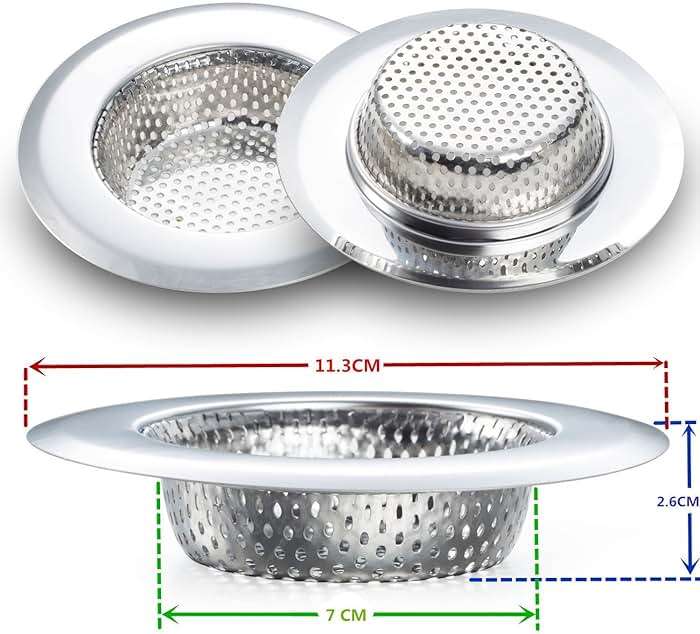 Fengbao 2PCS Kitchen Sink Strainer - Stainless Steel, Large Wide Rim 4.5" Diameter - Image 3