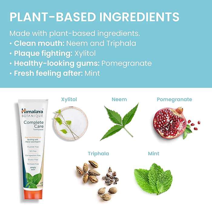 Himalaya Botanique Complete Care Toothpaste, Herbal, Mint Flavor, Fights Plaque, Freshens Breath, Fluoride Free, No Artificial Flavors, SLS Free, Cruelty Free, Foaming, 5.29 Oz, 1 Pack - Image 3