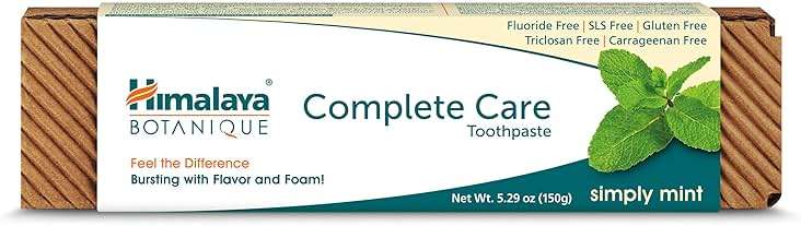Himalaya Botanique Complete Care Toothpaste, Herbal, Mint Flavor, Fights Plaque, Freshens Breath, Fluoride Free, No Artificial Flavors, SLS Free, Cruelty Free, Foaming, 5.29 Oz, 1 Pack - Image 5