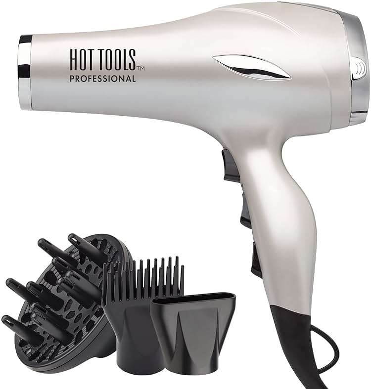 Hot Tools Pro Artist 2400 Turbo Ceramic Hair Dryer, Ionic Blow Dryer With 1875 Watt Fast Drying, Lightweight Design, 6 Heat Speed Settings, Cool Shot, Diffuser, Pik & Concentrator Attachments - Image 1