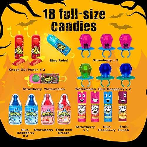 Halloween Candy Variety Pack, 18Ct Assorted Lollipops, Bulk Individually Wrapped Ring Pop, Push Pop, Baby Bottle Pop & Juicy Drop, Birthday Party Favors, Trick or Treat, Halloween Bowls, Kids Gifts - Image 3