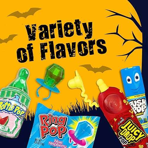 Halloween Candy Variety Pack, 18Ct Assorted Lollipops, Bulk Individually Wrapped Ring Pop, Push Pop, Baby Bottle Pop & Juicy Drop, Birthday Party Favors, Trick or Treat, Halloween Bowls, Kids Gifts - Image 4