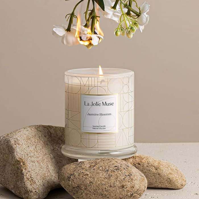 LA JOLIE MUSE Jasmine Scented Candles for Home | Natural Soy Floral Candle | White Jar Candle for Women | Luxury Gifts for Mom | 70 Hrs | Luxury White Jar Candle, Clean Non Toxic, Decorative Candle for Candle Warmer, Gifts for Women & Mom, Floral Engaged Candles - Image 3