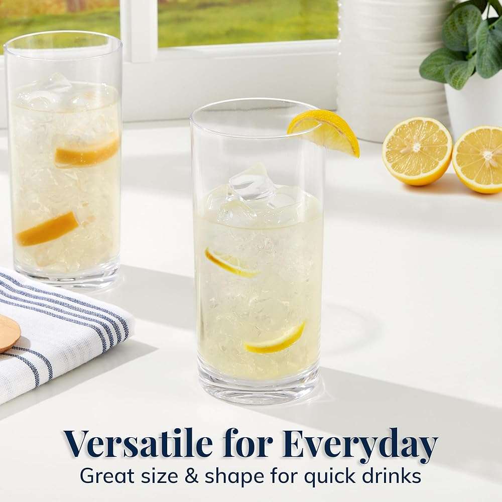 US Acrylic Classic Clear Plastic Reusable Drinking Glasses (Set of 6) 16oz Water Cups | BPA-Free Tumblers, Made in USA | Top-Rack Dishwasher Safe - Image 2