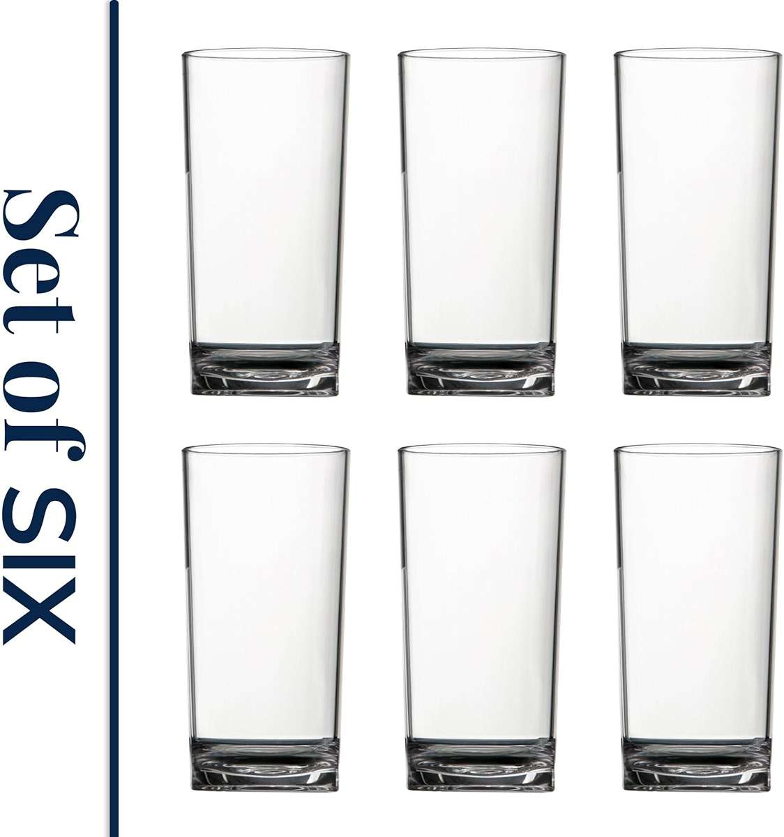 US Acrylic Classic Clear Plastic Reusable Drinking Glasses (Set of 6) 16oz Water Cups | BPA-Free Tumblers, Made in USA | Top-Rack Dishwasher Safe - Image 8