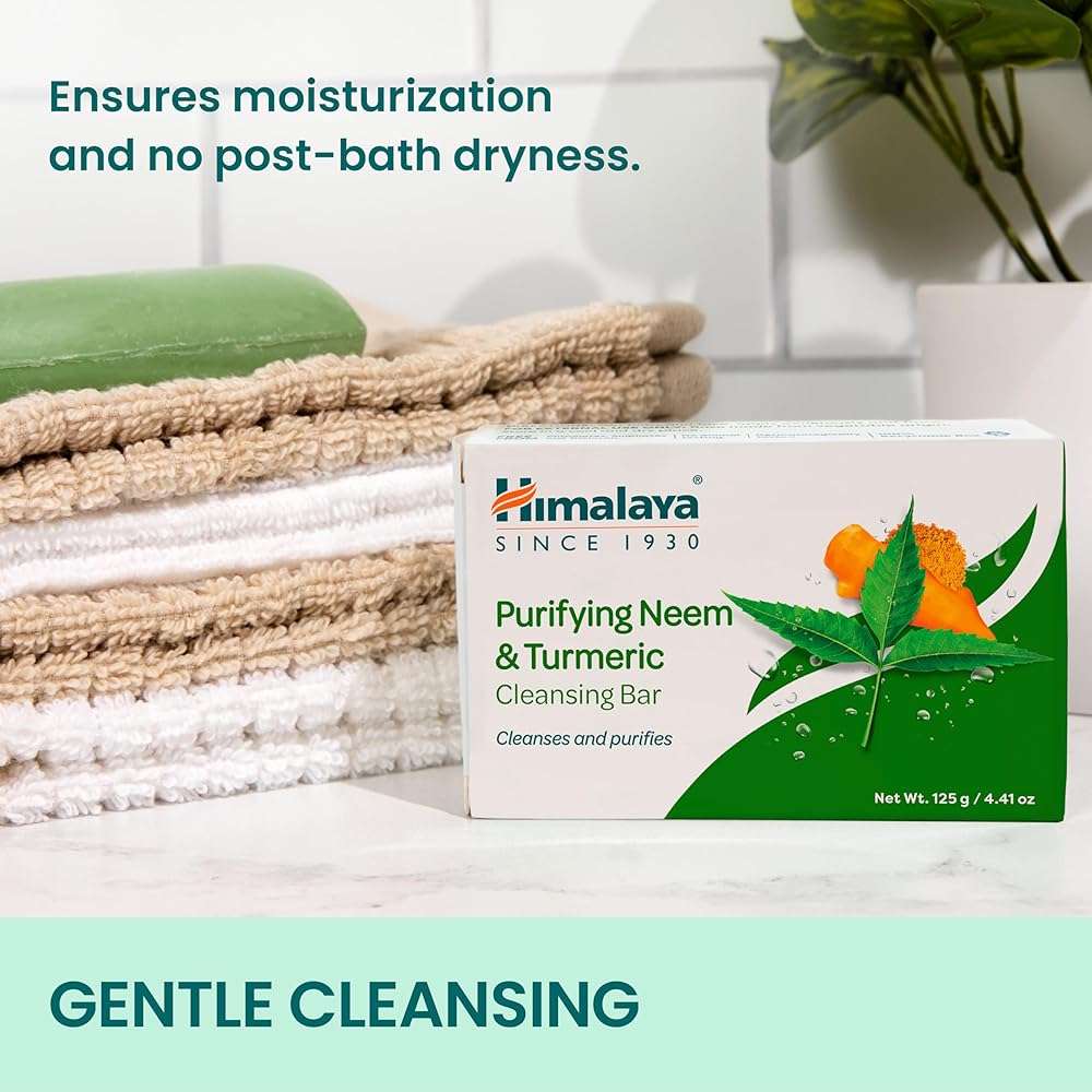 Himalaya Purifying Neem & Turmeric Cleansing Bar Soap, Neem Soap Bars for Face and Body, Turmeric Soap Bar,Face Soap Bar,Face Wash Bar,Bath Soaps,Body Soap Bars,Natural Soap,Soft and Clean Skin,6 Pack - Image 4