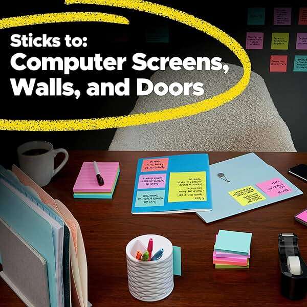 Post-it Super Sticky Notes, 3 Sticky Note Pads, 3 x 3 in., School Supplies, Office Products, Sticky Notes for Vertical Surfaces, Monitors, Walls and Windows, Supernova Neons Collection - Image 6