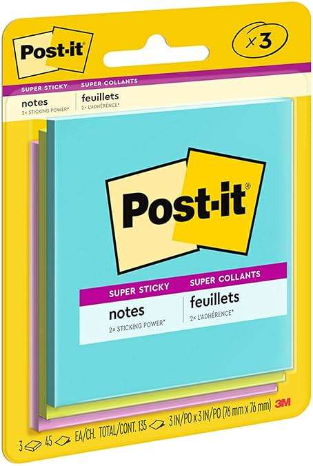 Post-it Super Sticky Notes, 3 Sticky Note Pads, 3 x 3 in., School Supplies, Office Products, Sticky Notes for Vertical Surfaces, Monitors, Walls and Windows, Supernova Neons Collection - Image 10