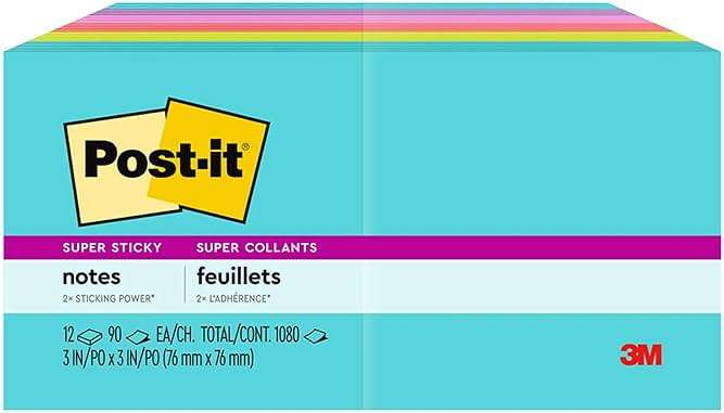 Post-it Super Sticky Notes, 12 Sticky Note Pads, 3 x 3 in., School Supplies, Office Products, 2X the Sticking Power, Supernova Neons Collection - Image 11
